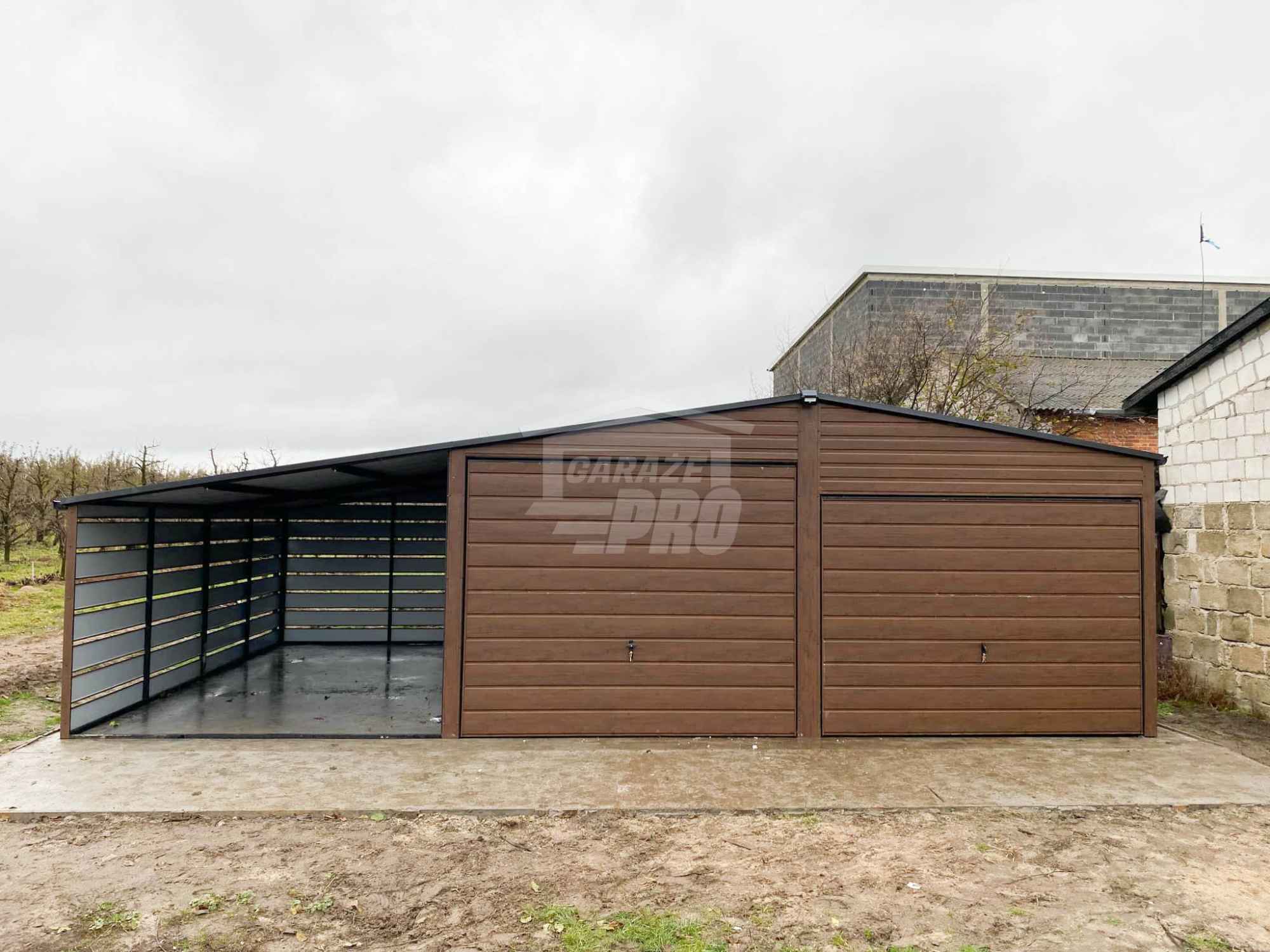 Garaż blaszany 6x6m wiata 3m 2x Brama drewnopodobny Dach rynny GP657 Chodzież - zdjęcie 2