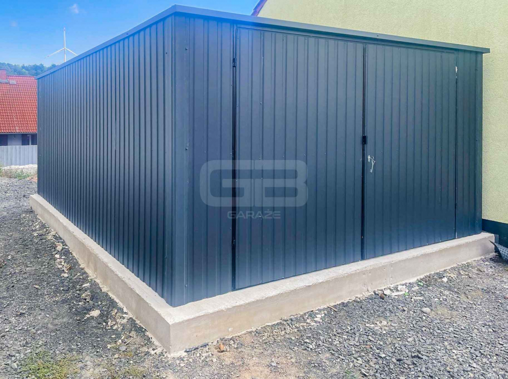 Garaż blaszany 4x5m Brama dwuskrzydłowa - antracyt - dach GB163 Przemyśl - zdjęcie 5