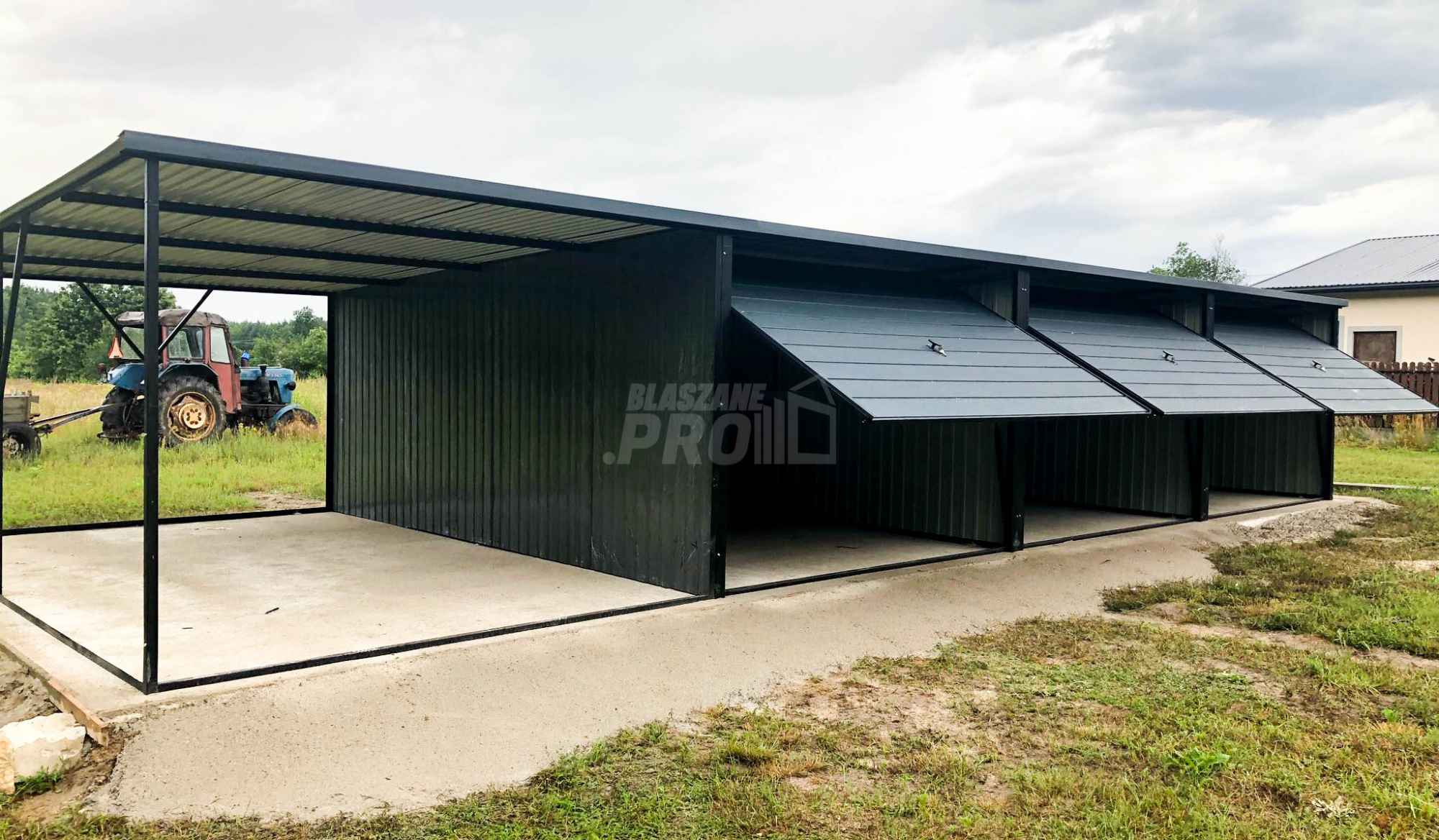 Garaż blaszany 9x5 wiata 3x5 Brama uchylna Antracyt spad w tył GP163 Elbląg - zdjęcie 5