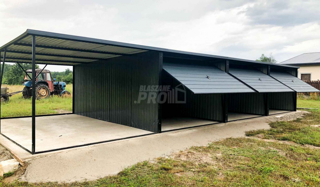 Garaż blaszany 9x5 wiata 3x5 Brama uchylna Antracyt spad w tył GP163 Elbląg - zdjęcie 5