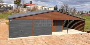Garaż blaszany 9x6m wiata 4m wnęka 2x brama drzwi 3x okno rynny TS1285 Kalisz - zdjęcie 9