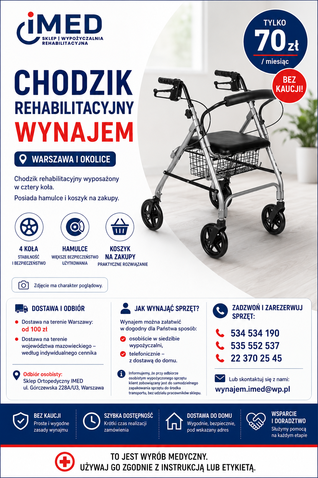 Chodzik rehabilitacyjny – wynajem Warszawa Bemowo - zdjęcie 1