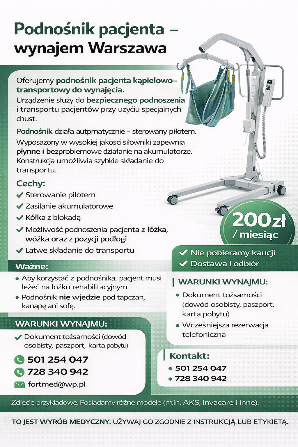 Podnośnik pacjenta – wynajem Warszawa Bemowo - zdjęcie 1