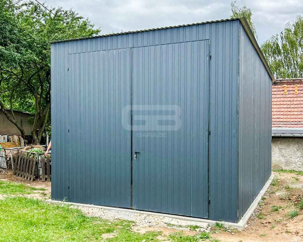Garaż Blaszany - 4x6m - Brama Dwuskrzydłowa  - Antracyt - Dach GB128 Gniezno - zdjęcie 4