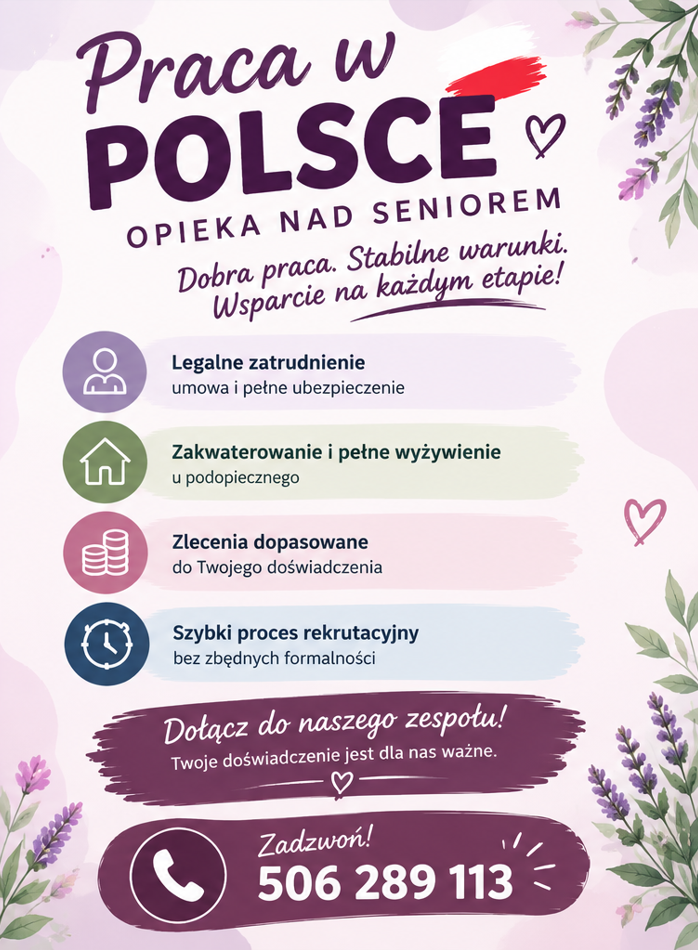 Opiekun seniora w Polsce – praca z zapewnionym zakwaterowaniem Krajenka - zdjęcie 1