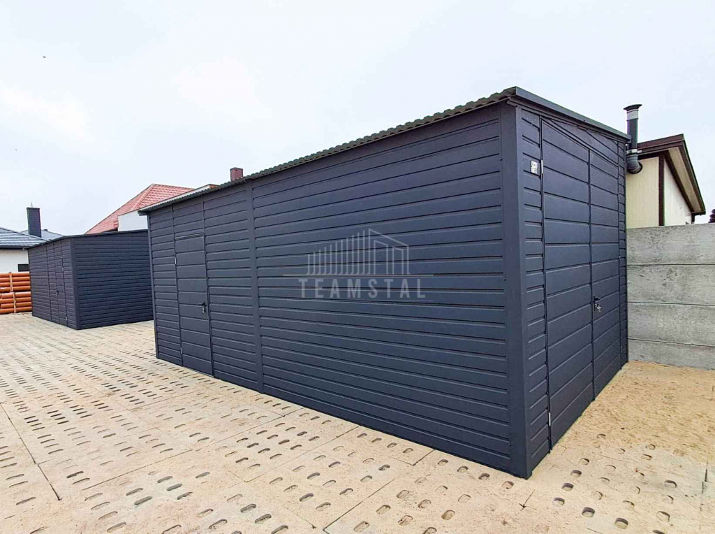 Garaż blaszany 3x7m Brama dwuskrzydłowa drzwi  dach spad w bok TS1049 Niepołomice - zdjęcie 6