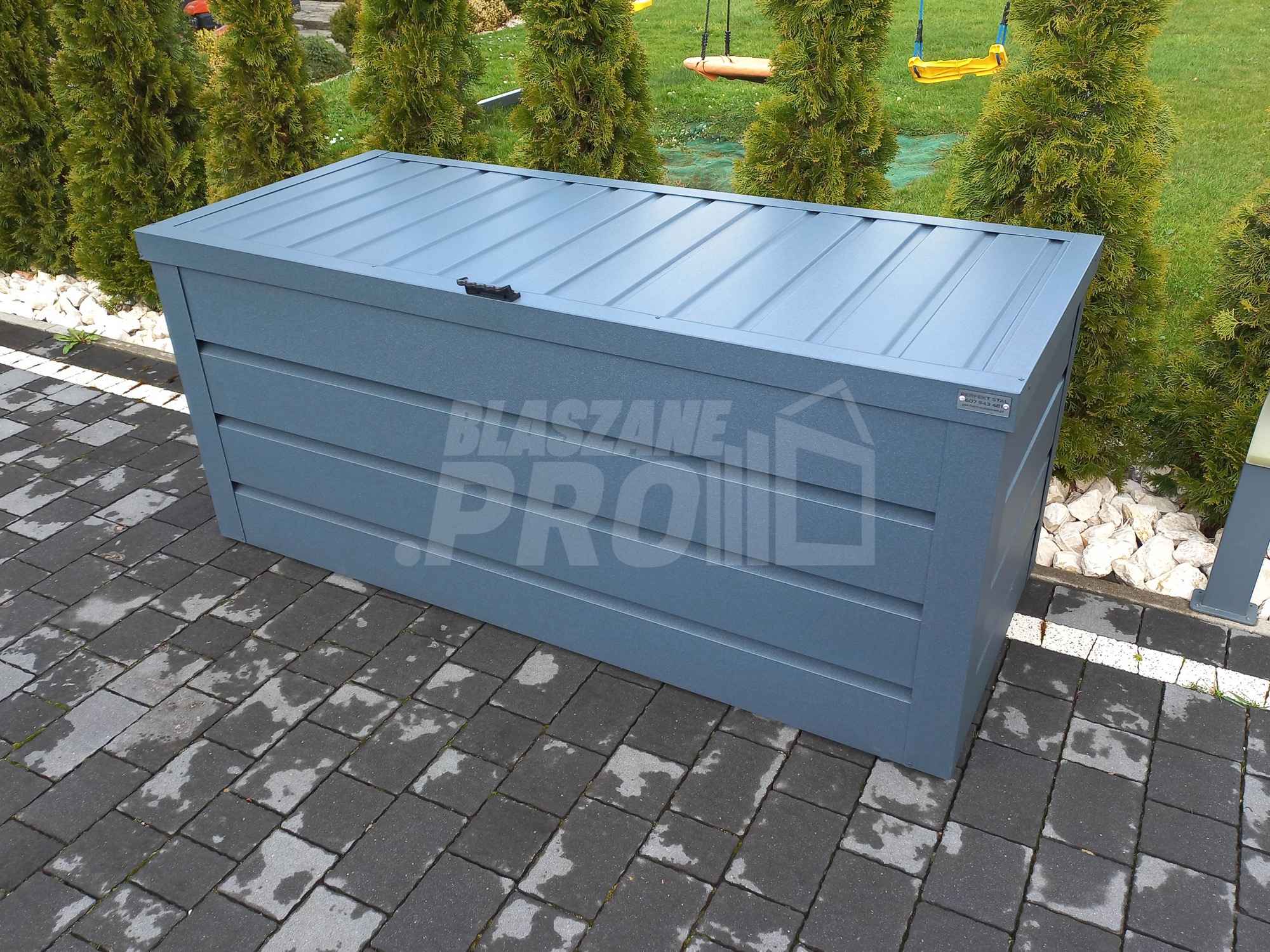Skrzynia ogrodowa metalowa kufer 150x60x70cm  antracyt GP350 Toruń - zdjęcie 6