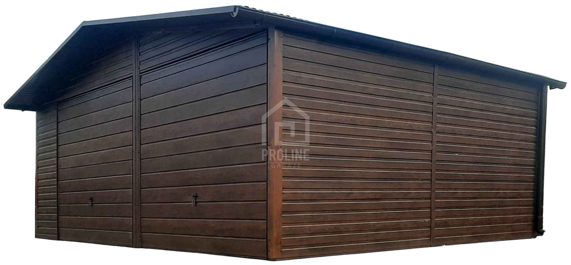Garaż blaszany 7x6m 2x Brama drewnopodobny Dach dwuspadow rynny PLG169 Leszno - zdjęcie 1