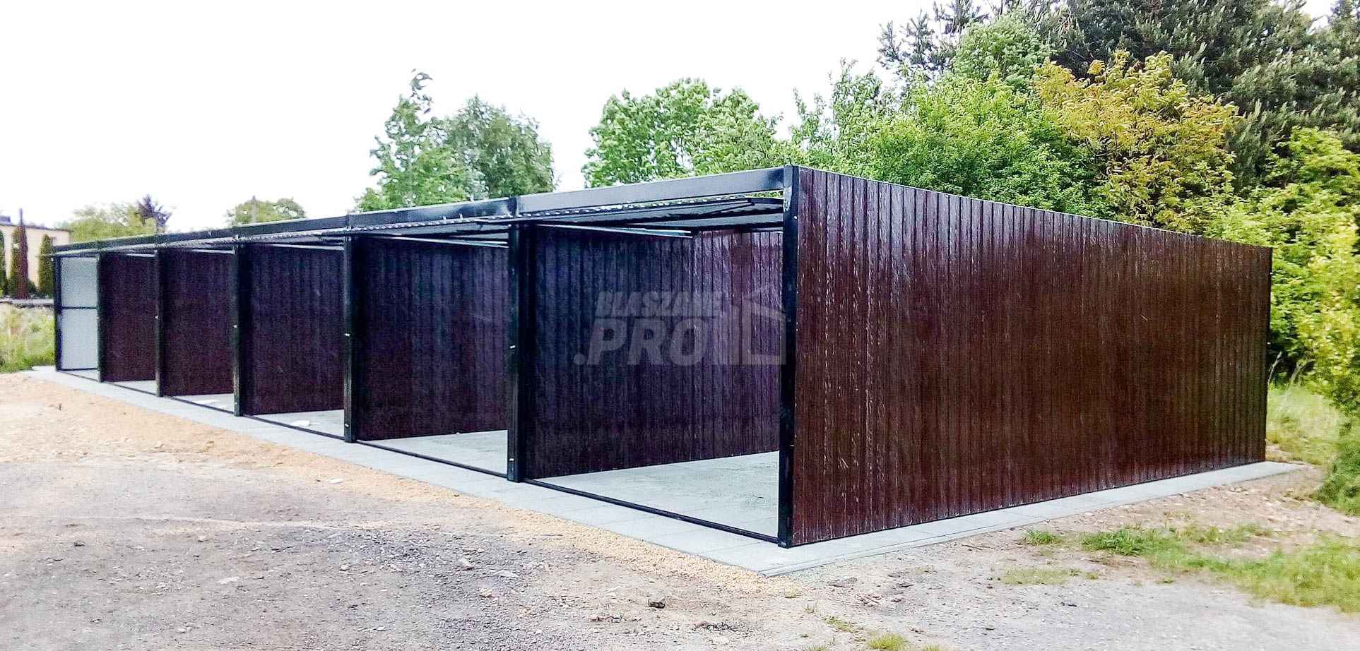 Garaż blaszany 18x5 Brama uchylna Ciemny brąz  Dach spad w tył GP166 Koszalin - zdjęcie 3