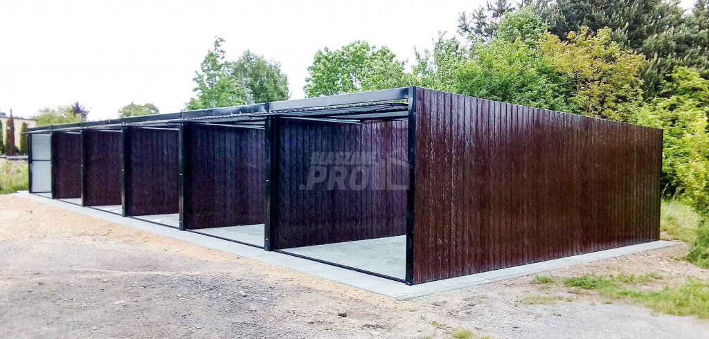 Garaż blaszany 18x5 Brama uchylna Ciemny brąz  Dach spad w tył GP166 Koszalin - zdjęcie 3