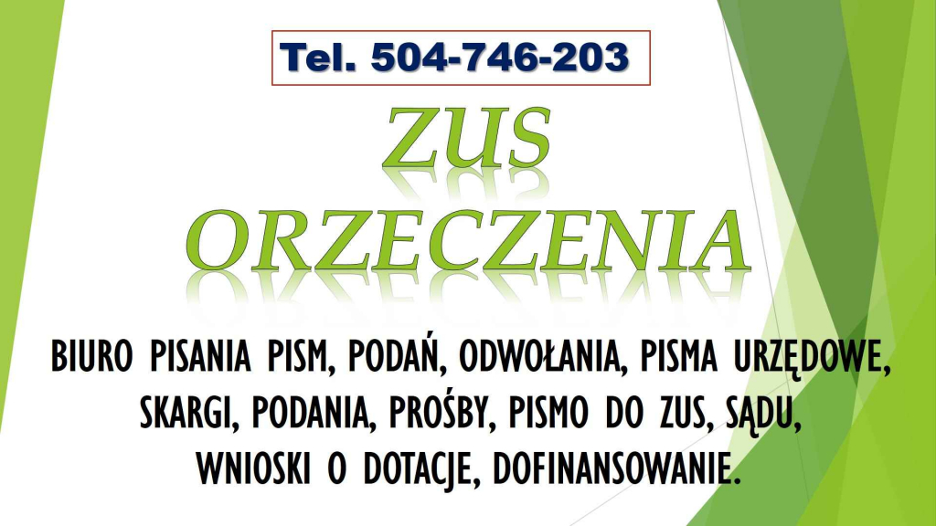Napisanie pisma do ZUS, cena tel. 504-746-203. Odwołanie od decyzji. Psie Pole - zdjęcie 2