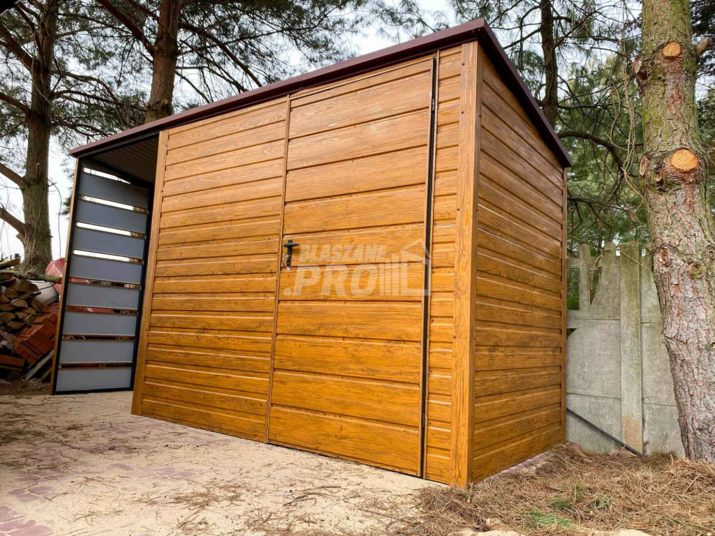 Schowek - Domek Ogrodowy 2,5x2m + wiata  Antracyt spad w tył GP546 Zakopane - zdjęcie 4