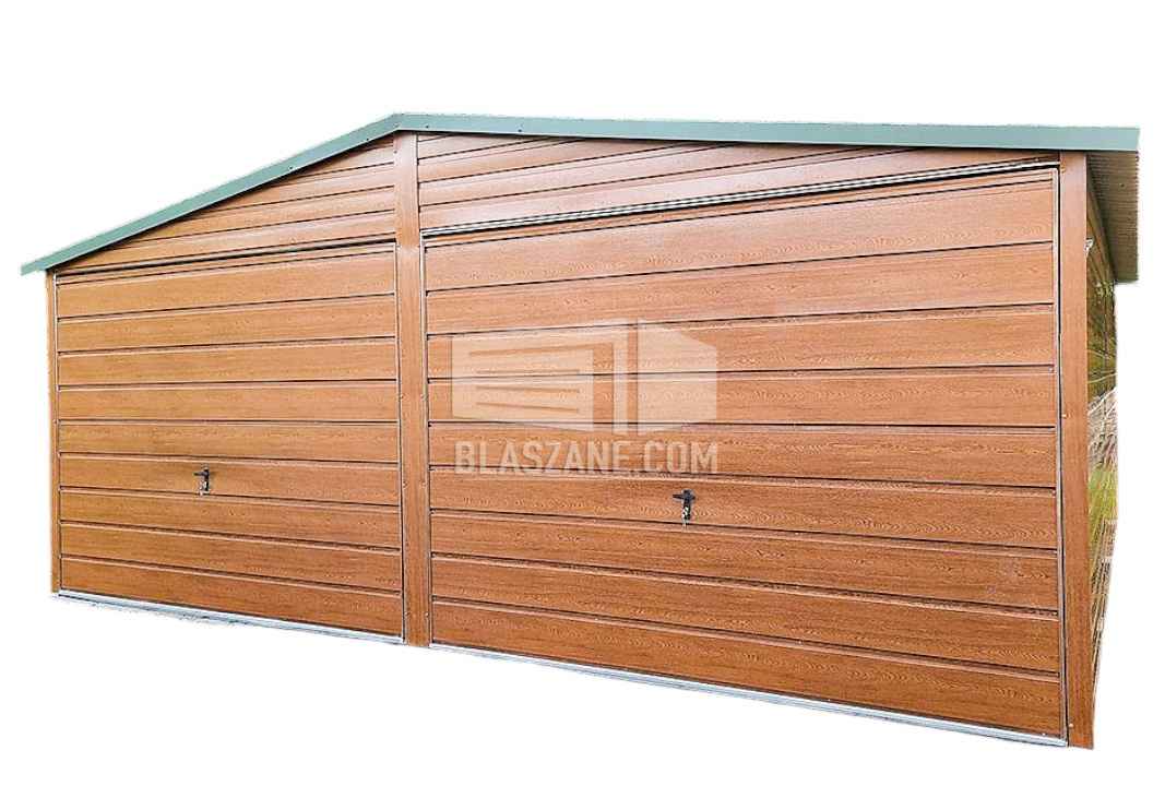 Garaż Blaszany 6x6 - 2x Brama uchylna drewnopodobny Dwuspadowy BL151 Lubartów - zdjęcie 1