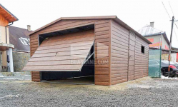 Garaż Blaszany 4x6 - Brama uchylna drewnopodobny dach dwuspadowy BL138 Oświęcim - zdjęcie 3