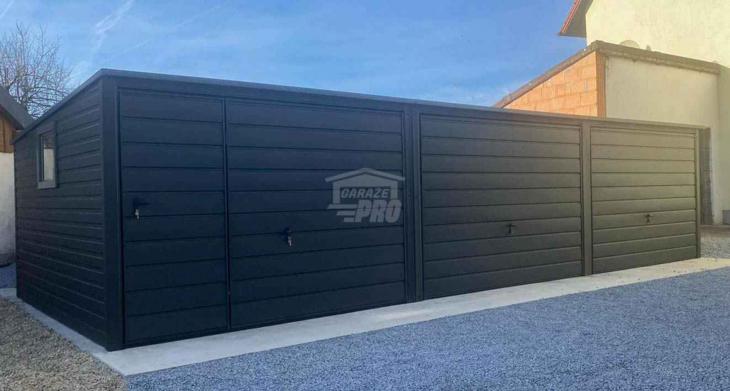 Garaż blaszany 9,5x5,5m 3x brama uchylna drzwi okno dach  GP600 Morąg - zdjęcie 2
