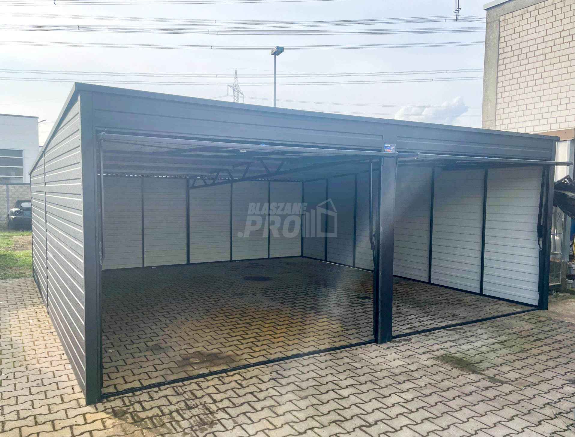 Garaż blaszany 6x6 2x Brama uchylna Antracyt Dach spad w tył  GP279 Lidzbark Warmiński - zdjęcie 5