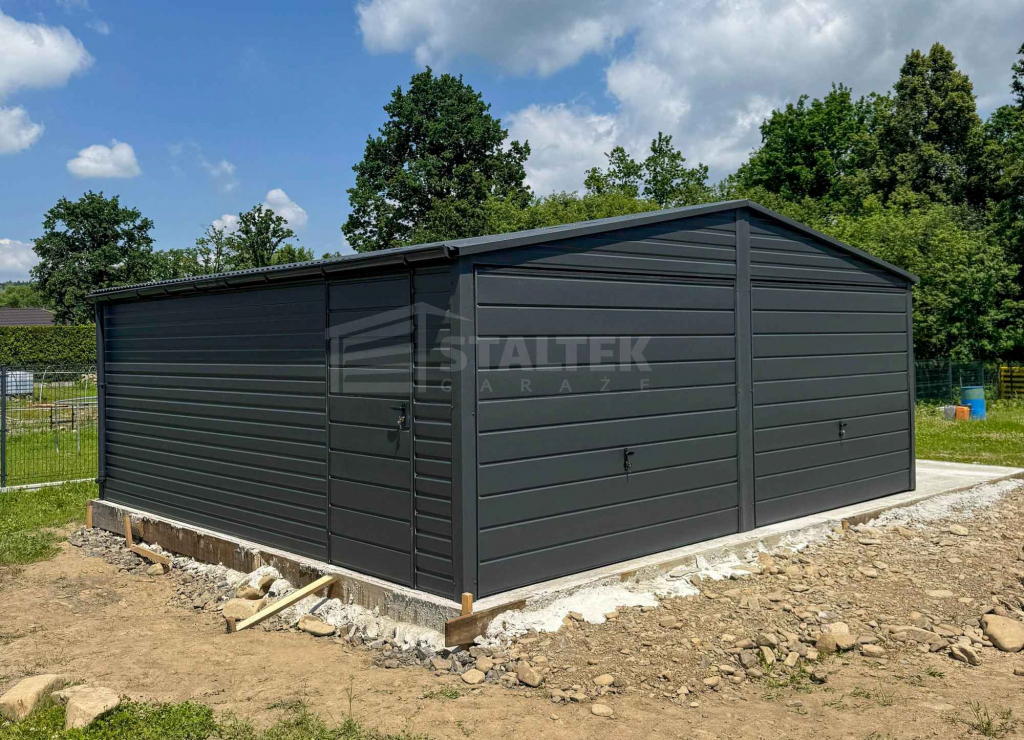 Garaż blaszany 6x6m - 2x Brama uchylna - drzwi Dach  rynny ST174 Suwałki - zdjęcie 2