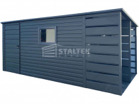 Schowek - Domek ogrodowy 3,8x2,5 + wiata 1,2 drzwi okno dach ST103