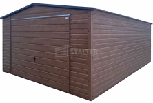 Garaż blaszany 4x5m - brama uchylna drewnopodobny dach ST244