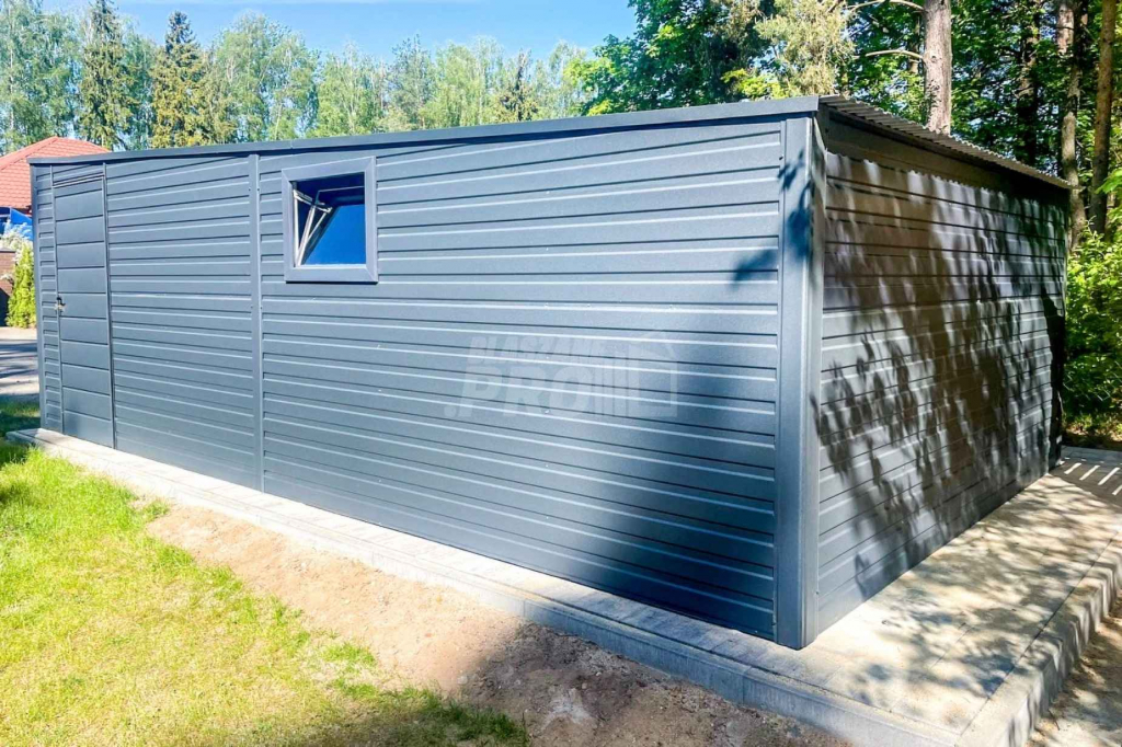 Garaż Blaszany 4x8m Brama Uchylna 2x Okno Drzwi Dach Spad w tył GP407 Sieradz - zdjęcie 3