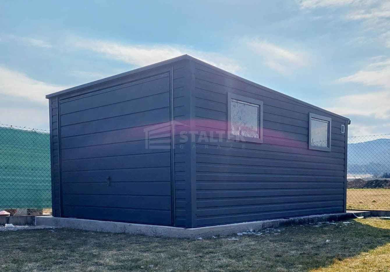 Garaż blaszany 3,5x5m - brama uchylna - 2x okno  dach ST239 Częstochowa - zdjęcie 2