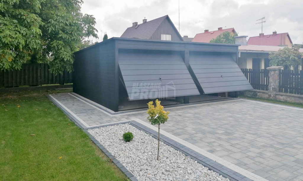 Garaż blaszany 6x5  Brama uchylna x2  antracyt spad w tył  GP124 Nysa - zdjęcie 5