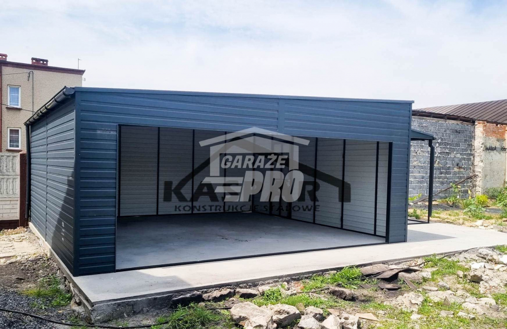 Garaż blaszany 7x6 + wiata + drzwi  Antracyt  Dach dwuspadowy GP128 Rybnik - zdjęcie 6