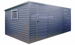 Schowek - Domek Ogrodowy 4x2,5 + Wiata 1,5m - 2x Drzwi Okno dach ST150