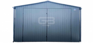 Garaż blaszany 4x5 Brama + okno Antracyt  Dach dwuspadowy GB161