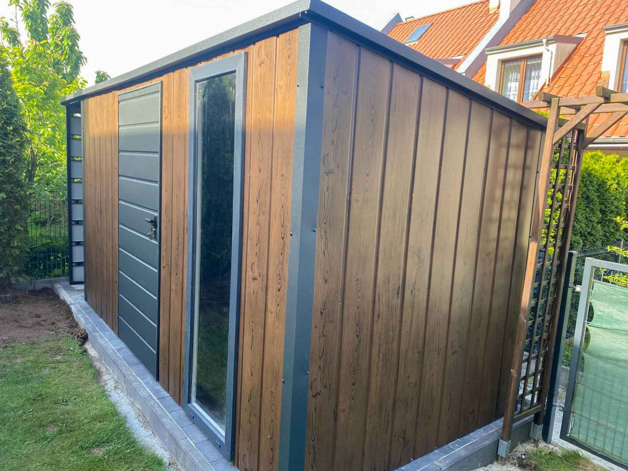 Schowek - Domek Ogrodowy 3,5x2m + wiata 0,7m  okna spad w tył GP553 Bałuty - zdjęcie 2