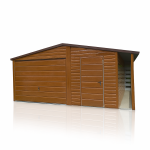 Garaż Blaszany 5×5 + Wiata panelowa 0.5×5 Dach Dwuspadowy Złoty Dąb
