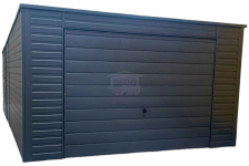Garaż blaszany 4x6m - Brama uchylna drzwi okno dach spad w tył  GP480