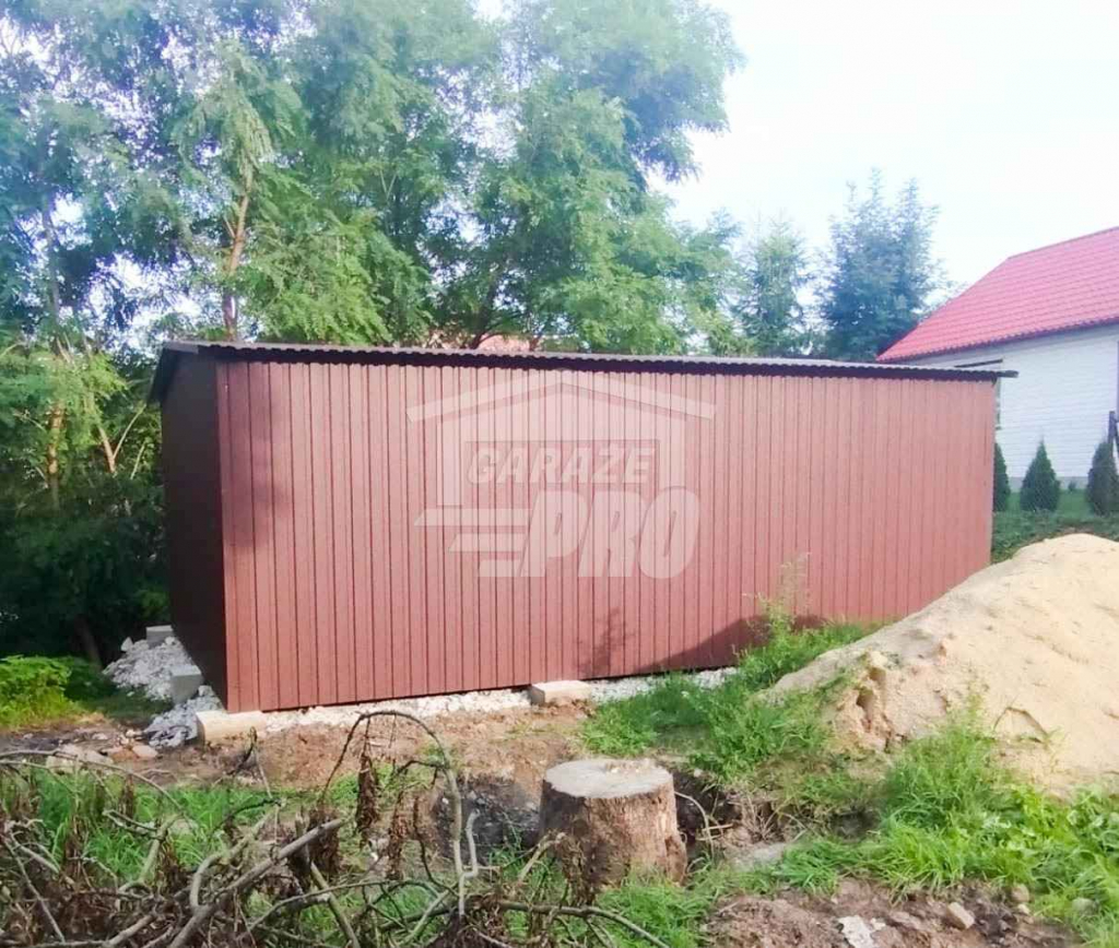 Garaż blaszany 4x7 Brama Brąz Dach dwuspadowy - wolnostojący GP206 Mrągowo - zdjęcie 6