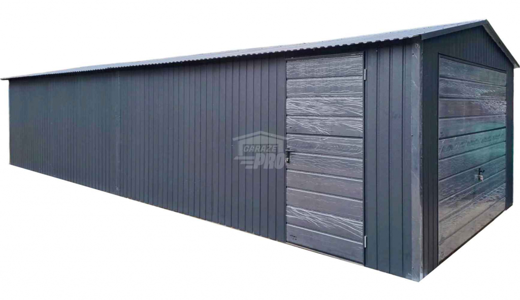 Garaż blaszany 4x9m - 2x Brama uchylna - drzwi - antracyt - dach GP521 Śródmieście - zdjęcie 1
