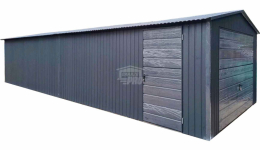 Garaż blaszany 4x9m - 2x Brama uchylna - drzwi - antracyt - dach GP521