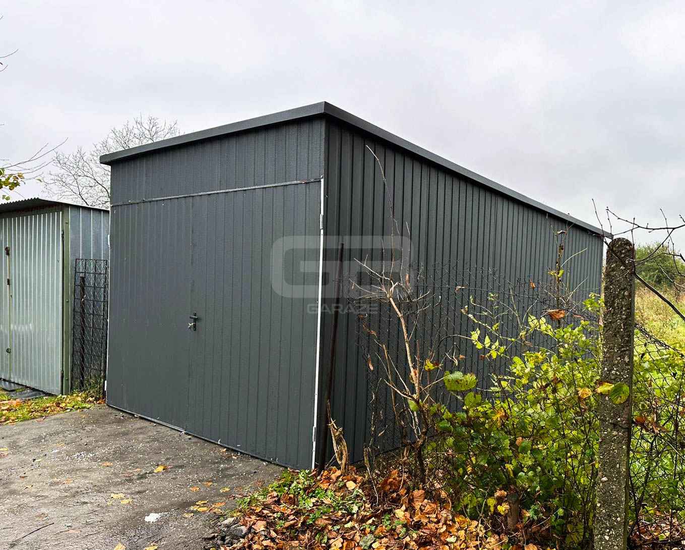 Garaż Blaszany 3x6 - Brama Dwuskrzydłowa - Antracyt - dach GB150 Bydgoszcz - zdjęcie 3
