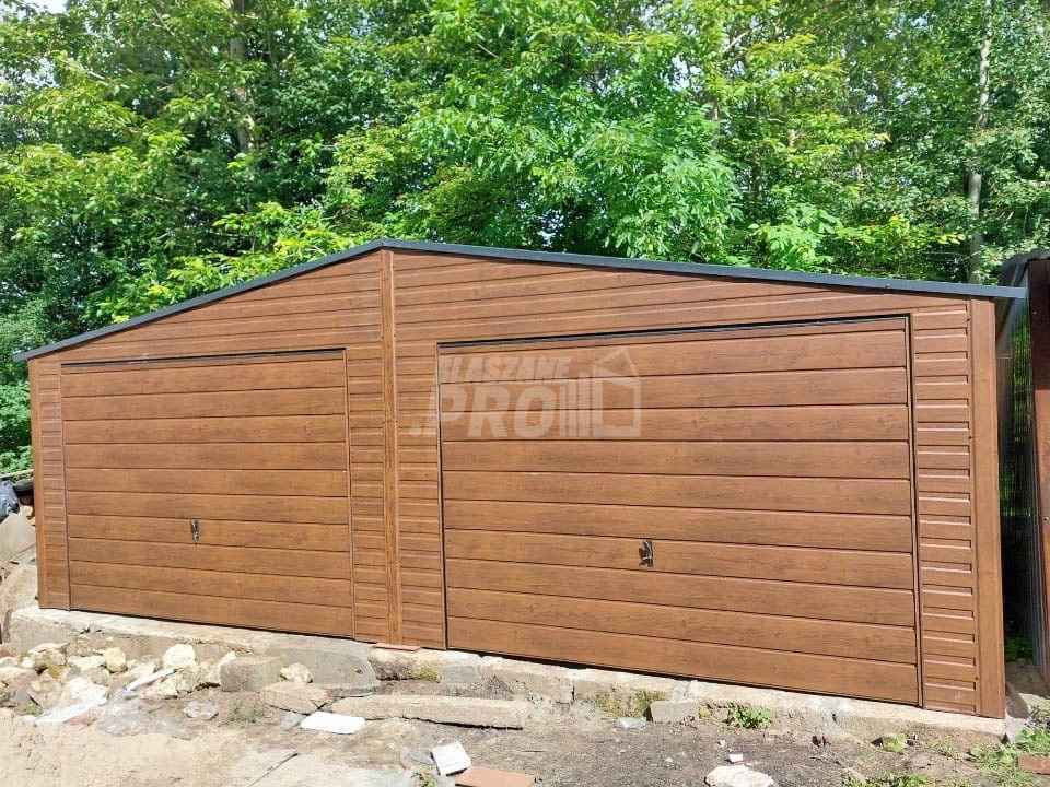 Garaż blaszany 7x5 Brama uchylna drewnopodobny Dach dwuspadowy GP203 Mysłowice - zdjęcie 3