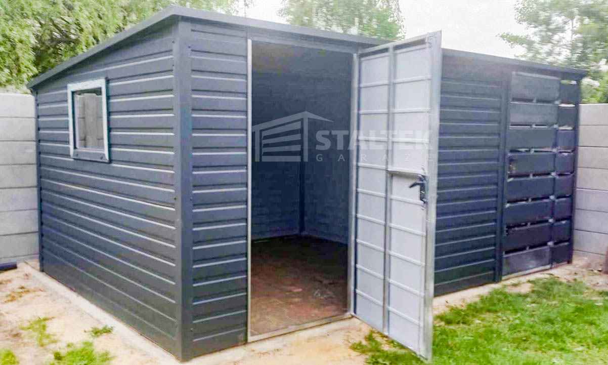 Schowek - Domek Ogrodowy 4x2,5 + Wiata 1,5m - 2x Drzwi Okno dach ST150 Bydgoszcz - zdjęcie 4