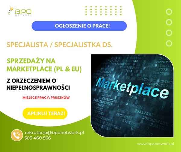 Specjalista ds. sprzedaży na Marketplace z orzeczeniem Pruszków Pruszków - zdjęcie 1