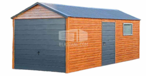 Garaż Blaszany 3x7  Brama Antracyt drewnopodobny dach dwuspadowy BL136 Busko-Zdrój - zdjęcie 1