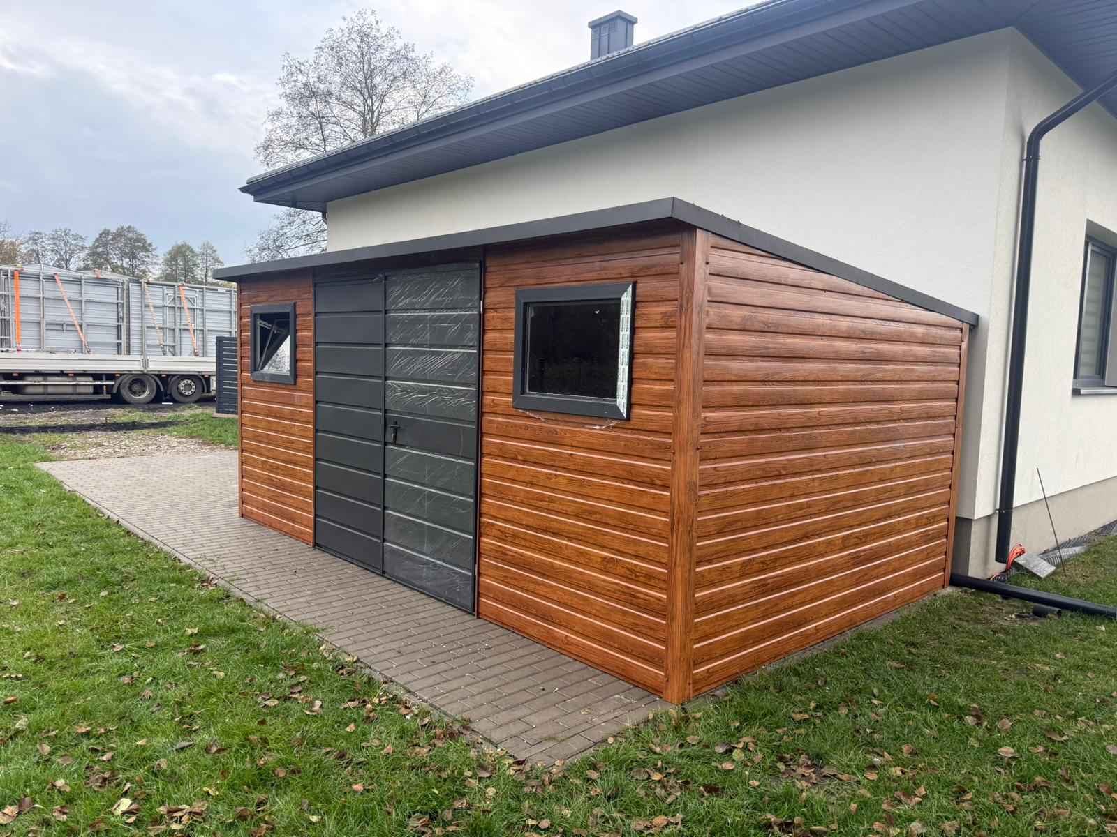 Domek Schowek Ogrodowy 5×4 złoty dąb + ciemny grafit mat PREMIUM Kielce - zdjęcie 4