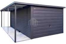 Garaż blaszany 3x6m - wiata 1,5m - brama uchylna rynna dach SO155