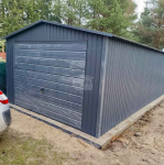 Garaż blaszany 4x9m - 2x Brama uchylna - drzwi - antracyt - dach GP521 Śródmieście - zdjęcie 4