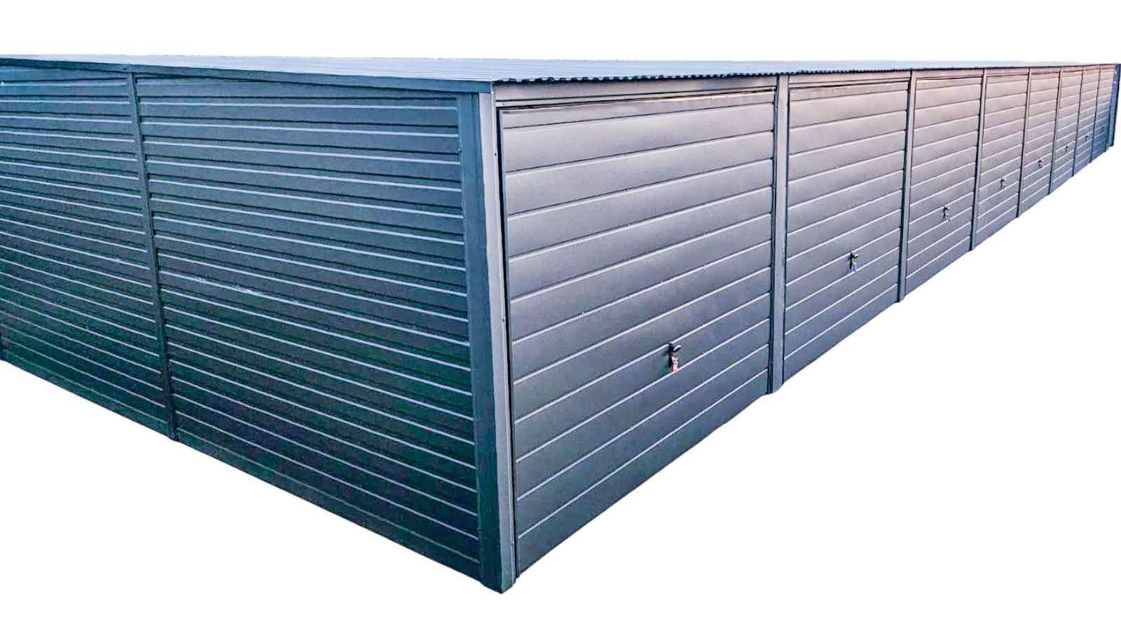 Rząd garaży 24x5m + wiata 2m 8x brama uchylna  dach spad w przód GP488 Dobre Miasto - zdjęcie 1