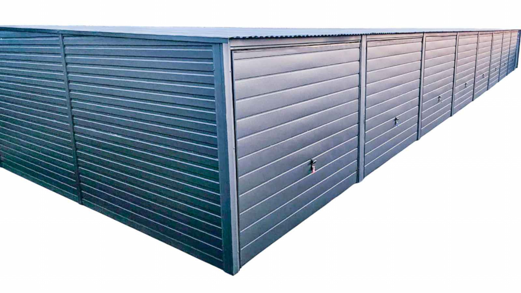 Rząd garaży 24x5m + wiata 2m 8x brama uchylna  dach spad w przód GP488 Dobre Miasto - zdjęcie 1