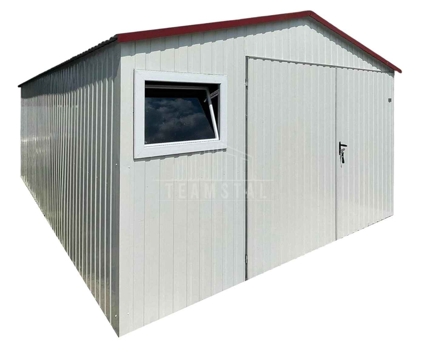 Garaż blaszany 5x6m - brama dwuskrzydłowa 2x okno dach TS1312 Nowy Sącz - zdjęcie 1