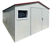 Garaż blaszany 5x6m - brama dwuskrzydłowa 2x okno dach TS1312