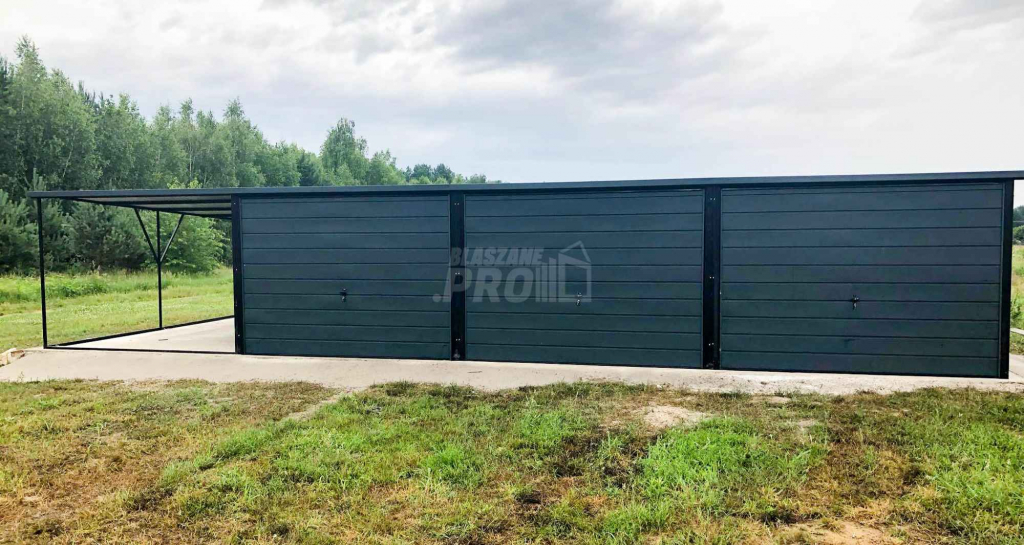 Garaż blaszany 9x5 wiata 3x5 Brama uchylna Antracyt spad w tył GP163 Elbląg - zdjęcie 2