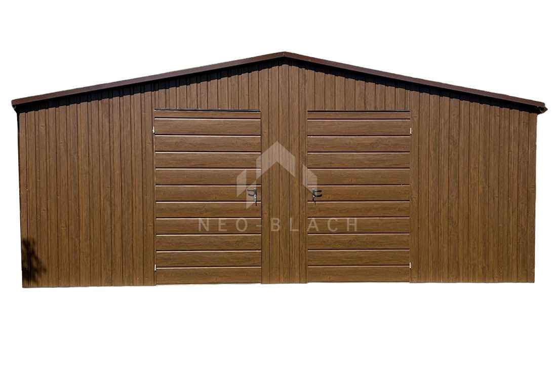 Garaż Blaszany 6x5m 2x Drzwi Ciemny Orzech drewnopodobny rynnY NB153 Kalisz - zdjęcie 1