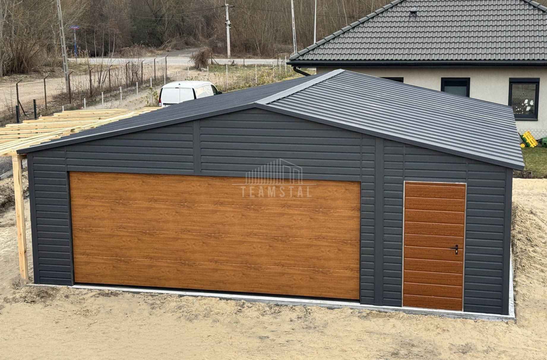 Garaż blaszany 7,5x6m Brama 2x Okno drzwi dach Blacha na Rąbek  TS1069 Płock - zdjęcie 2